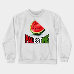 Palestine Watermelon - Bold Type Palestine Flag Color Crewneck Sweatshirt